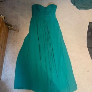 Green strapless prom dress